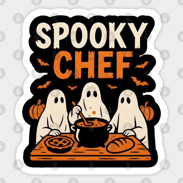 Spooky Chef Halloween Ghost Cooking Graphic Gift Sticker by MakerMind8.2